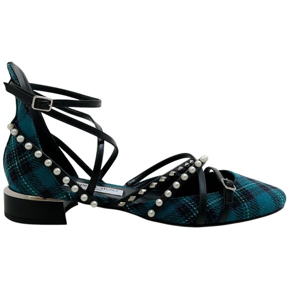 Jimmy Choo Peacock / Silver Tartan Celestia 25 Flats - Picture 2 of 9